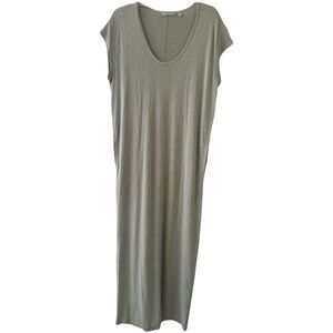 Athleta Martinique Maxi Dress Slub Knit Pockets Size‎ M Green Summer Beachy